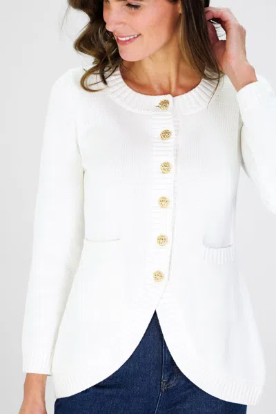 Duffield Lane Jewel Neck Cardigan In Ivory