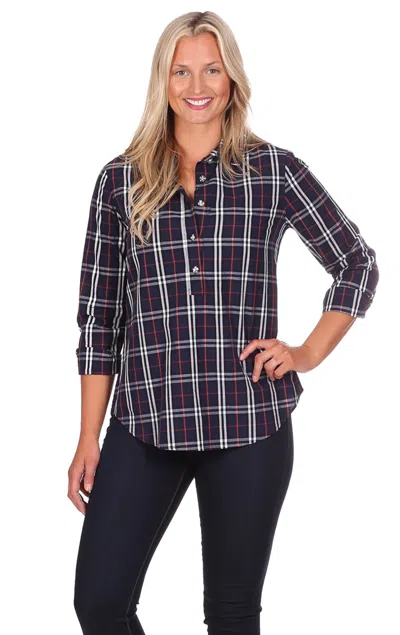 Duffield Lane Jewel Pointe Tunic In Navy Plaid
