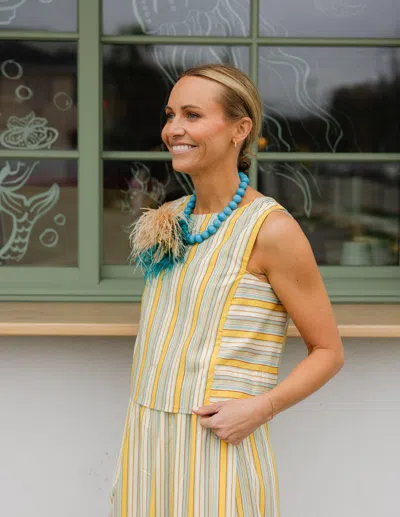 Duffield Lane Kensey Top In Charleston Sunset Stripe
