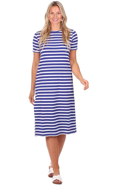 Duffield Lane Kristen Dress In Bright Blue Stripe