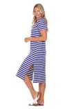 Duffield Lane Kristen Dress In Bright Blue Stripe In White