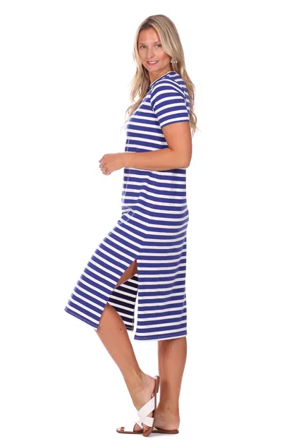 Duffield Lane Kristen Dress In Bright Blue Stripe