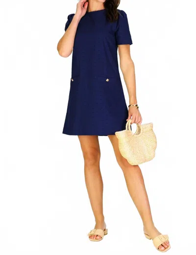 Duffield Lane Leanne Dress In Navy In White