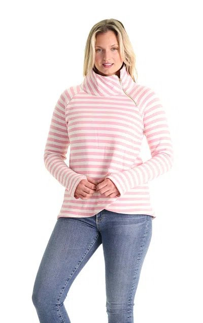 Duffield Lane Lexington Cotton Fleece In Rose & Cream Stripe In Pink