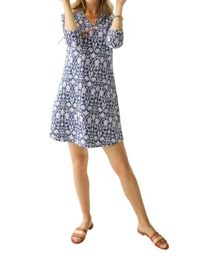Duffield Lane Lillian Dress In Navy Filigree In Multi