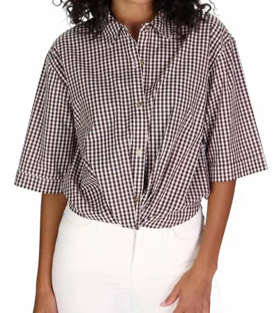 Duffield Lane Livvy Top In Brown Gingham In Black