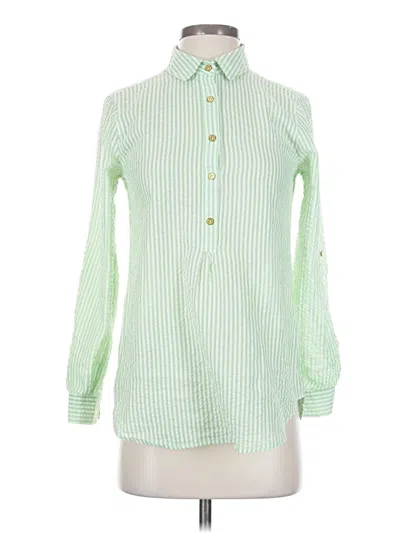 Pre-owned Duffield Lane Long Sleeve Blouse In Green