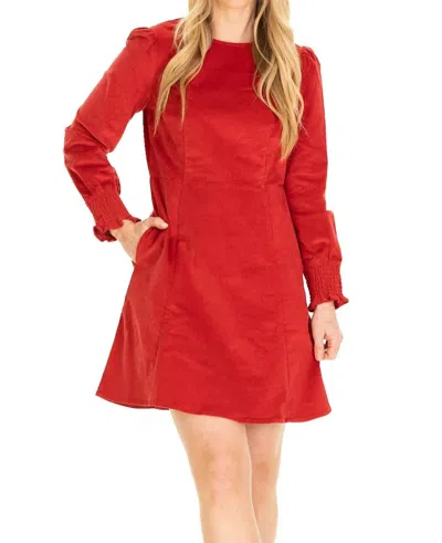 Duffield Lane Marina Dress In Red Corduroy In Multi