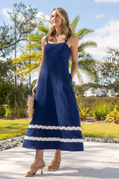 Duffield Lane Marla Dress In Navy Eyelet