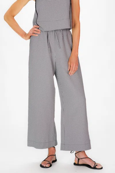 Duffield Lane Mauri Pant In Black Mini Gingham Seersucker