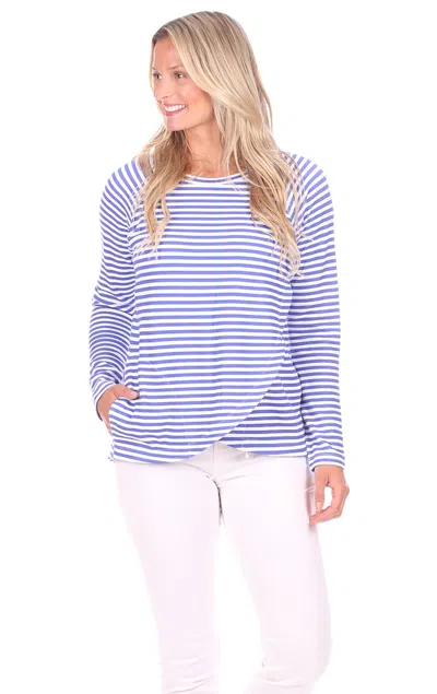 Duffield Lane Mckenna Crew Neck In Bright Blue Stripe