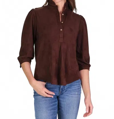 Duffield Lane Mckenzie Washable Suede Top In Brown In Red