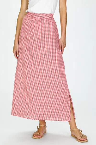 Duffield Lane Mira Midi Skirt In Red Stitched Gingham