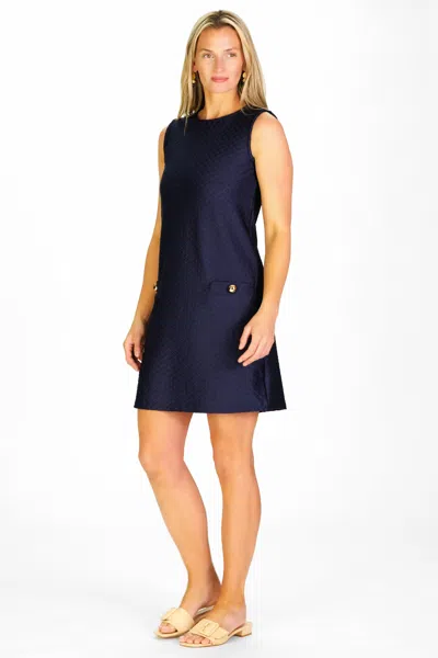 Duffield Lane Monroe Dress In Navy Scallops