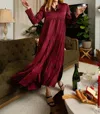 Duffield Lane Myka Midi Dress In Pinot Silky Stretch Satin In Multi