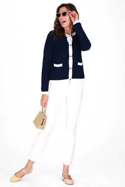 Duffield Lane Navy & White Lady Cardigan