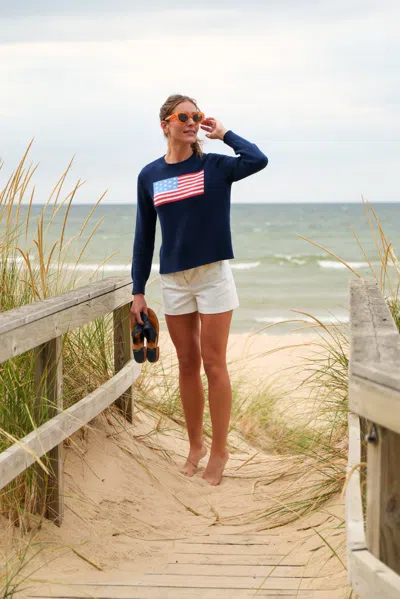Duffield Lane Navy Sport Crew Flag Sweater