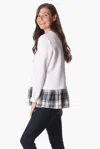 Duffield Lane Nina Top In White Star With Plaid In White