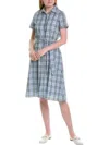 Duffield Lane Palmer Belted Midi Dress In Sky Plaid In Blue