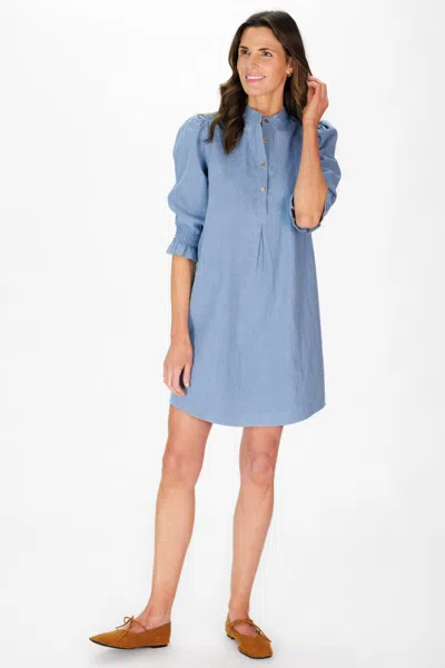 Duffield Lane Percy Popover Dress In Chambray Stretch Denim