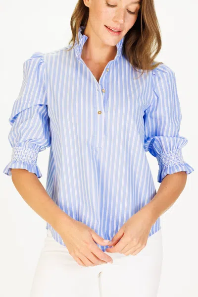 Duffield Lane Percy Popover In Light Blue Double Stripe
