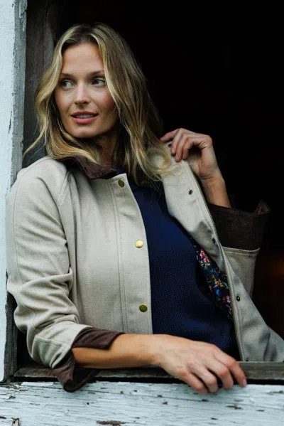 Duffield Lane Reid Jacket In Taupe Plush Herringbone