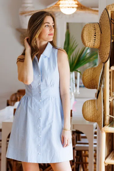 Duffield Lane Ridley Dress In Sky Oxford Stripe