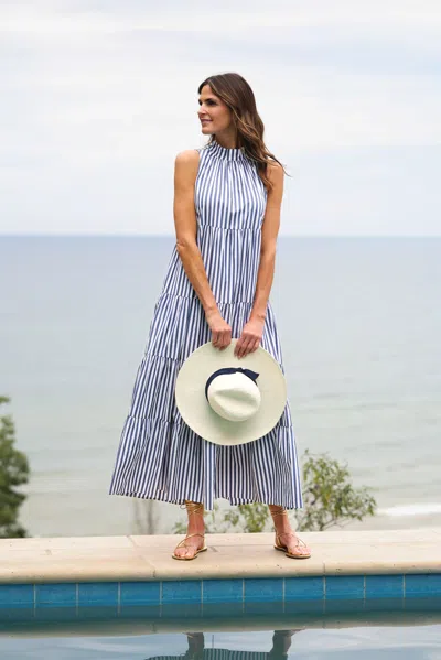 Duffield Lane Rosalina Dress In Navy And White Classic Stripe