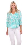 Shop Duffield Lane Saba Tunic In Aqua Floral In Blue