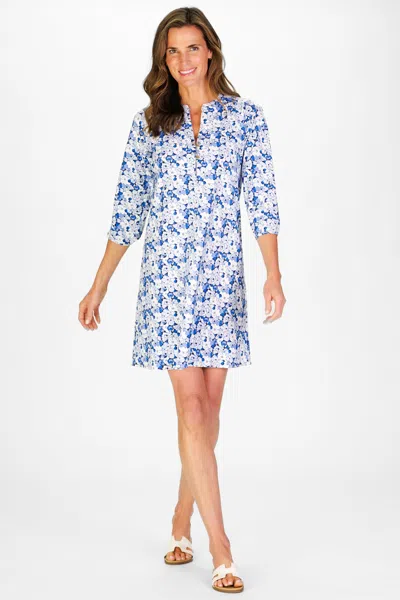 Duffield Lane Sam Dress In Indigo Blooms