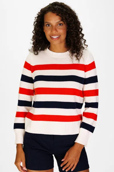 Duffield Lane Sport Crew Sweater In Americana Stripe