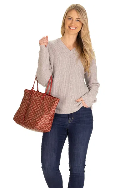 Duffield Lane Stowe Lux Cashmere Knit V Neck In Foggy