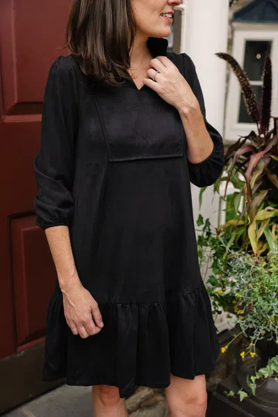 Duffield Lane Suede Katie Dress In Black