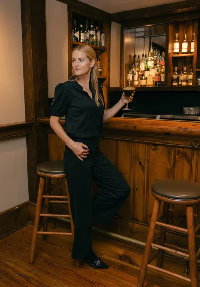 Duffield Lane Suede Sasha Pant In Black