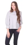 DUFFIELD LANE SYLVIE BLOUSE IN GREY STRIPE