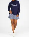 Duffield Lane Tennis Sweater In Navy In Blue