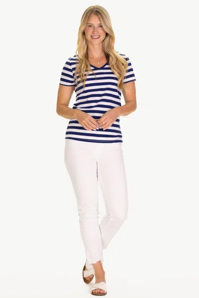 Duffield Lane Terrific Tee In Royal Navy & White Stripe