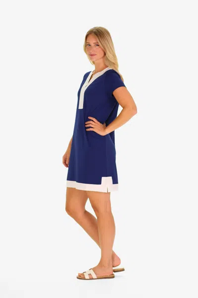 Duffield Lane The Pique Everett Quarter Zip In Royal Navy In Blue