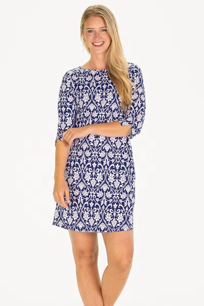 Duffield Lane The Alicia Dress In Navy Filigree
