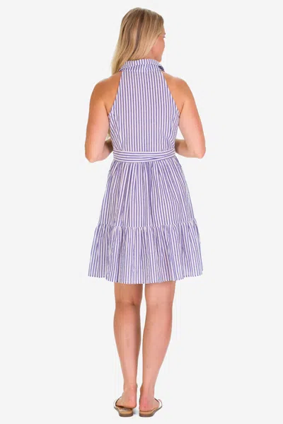 Duffield Lane The Ann Dress In Awning Blue Seersucker In Purple