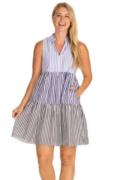 Duffield Lane The Annika Dress In Blue Ombre Stripe