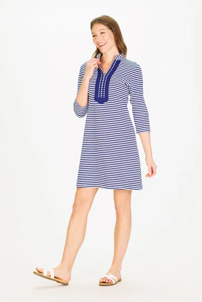 Duffield Lane The Anniversary Spring Lake Dress In Thin Navy Stripe