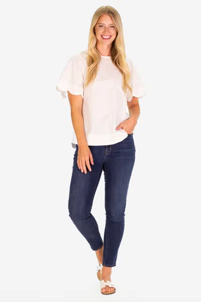 Duffield Lane The Feye Flutter Sleeve In White Stretch