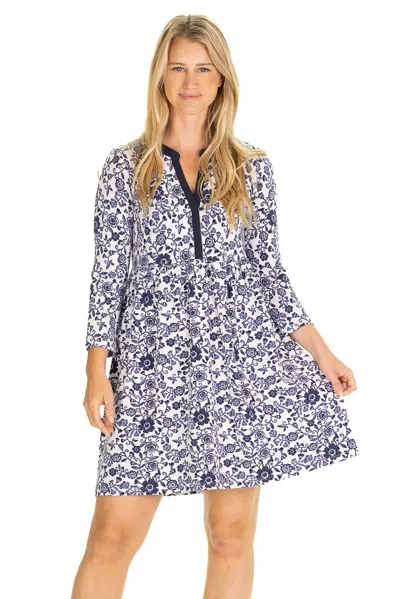 Duffield Lane The Glenda Dress In Morning Glory In Blue
