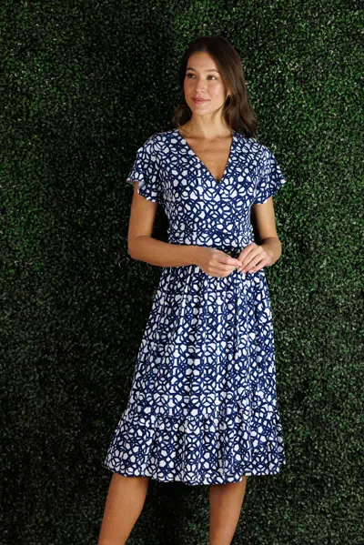 Duffield Lane The Imani Dress In Navy Bowline In Blue