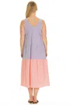 Duffield Lane The Kalina Dress In Neon Coral & Blue Seersucker