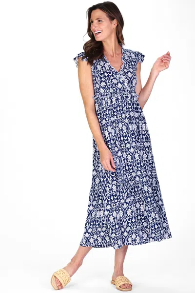 Duffield Lane The Kimberly Dress In Navy Filigree