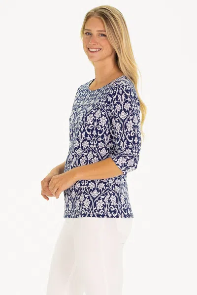 Duffield Lane The Lake Tee In Navy Filigree