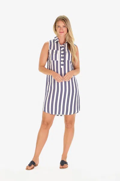 Duffield Lane The Lauren Dress In Double Navy Stripe