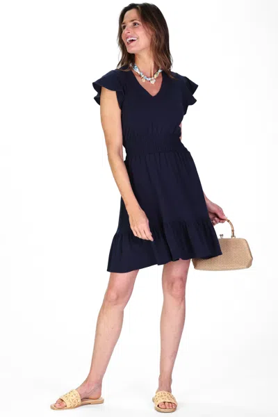 Duffield Lane The Leona Dress In Navy